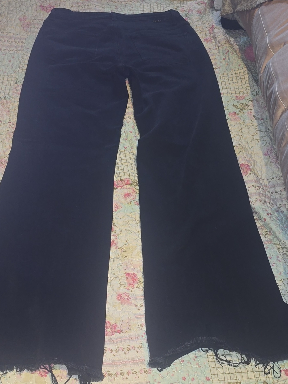 Risen Jeans Flare Slit Fringe Hem Black Denim Jeans 5-Pocket Women Size 9/29 - Picture 5 of 8
